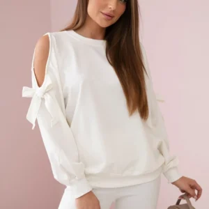 Marškinių su lanku ant rankovių ir antblauzdžių ecru