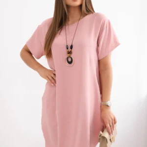 Suknelė su kišenėmis ir pakabuku tamsiai miltelių