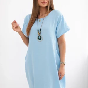 Suknelė su kišenėmis ir pakabuku