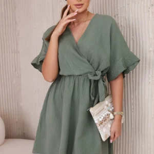 Muslino suknelė su juosmeniu