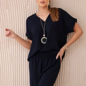 su karoliais palaidinės + kelnės Tamsiai