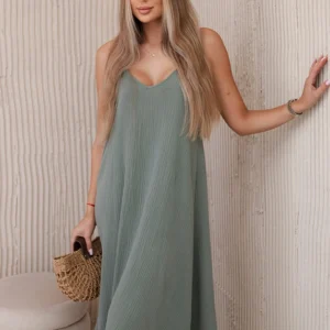 Muslino suknelė su dirželiais