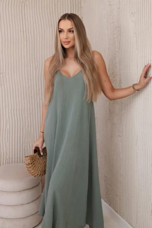 Muslino suknelė su dirželiais