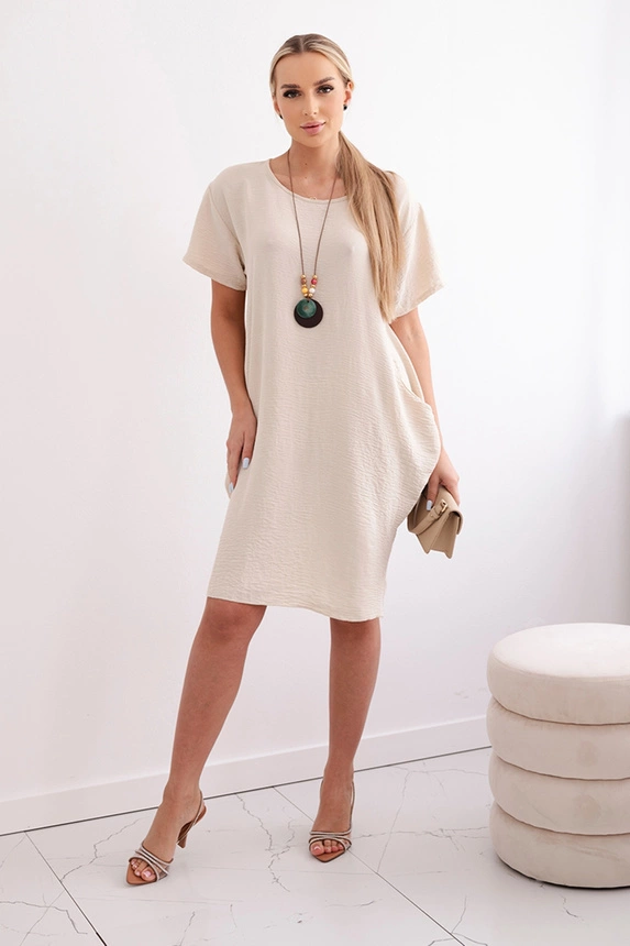 29293_1 Suknelė su kišenėmis ir pakabuku tamsiai smėlio - Image 2