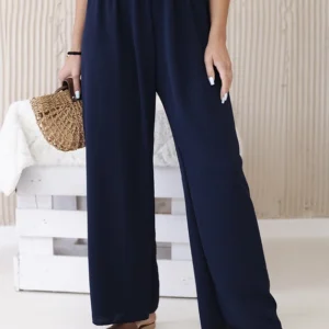 Kelnės plačioms kojoms Tamsiai