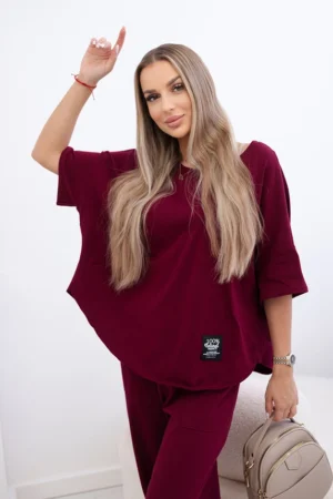 Medvilninis palaidinė + kelnės Burgundija