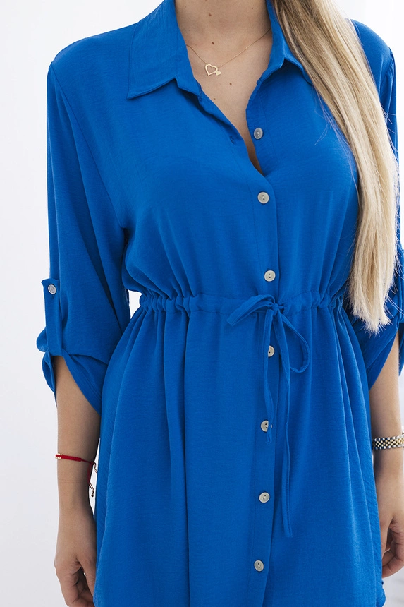 29558_4 Suknelė su sagų užsegimu ir kaklaraiščiu ties juosmeniu rugiagėlių - Image 4