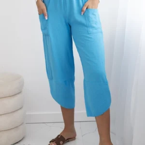 Kelnės su plačiomis kojomis ir kišenėmis