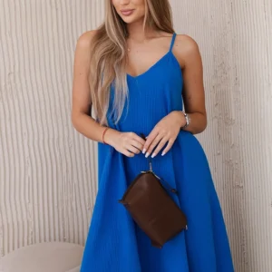 Muslino suknelė su dirželiais rugiagėlių