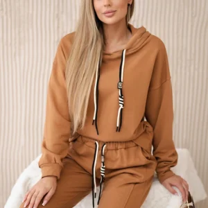 Medvilninis džemperio su gobtuvu + kelnių kupranugaris