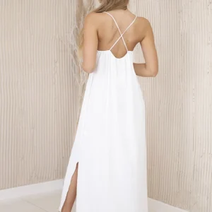 Ilga suknelė be petnešėlių ecru