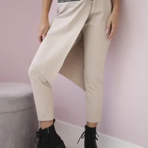 Punto Milano žieminės kelnės su dekoratyviniu užtrauktuku tamsiai smėlio