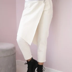 Punto Milano žieminės kelnės su dekoratyviniu užtrauktuku šviesiai smėlio