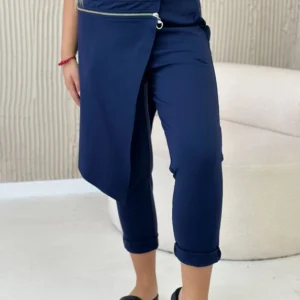 Punto Milano žieminės kelnės su dekoratyviniu užtrauktuku Tamsiai