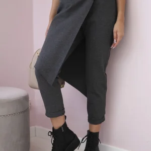 Punto Milano žieminės kelnės su dekoratyviniu užtrauktuku Grafitas