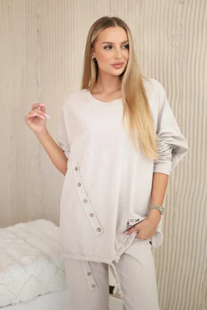Oversize medvilnės džemperio + kelnės smėlio