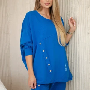 Oversize medvilnės džemperio + kelnės rugiagėlių