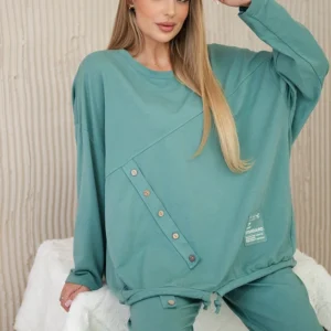 Oversize medvilnės džemperio + kelnės tamsios