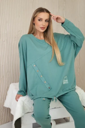 Oversize medvilnės džemperio + kelnės tamsios