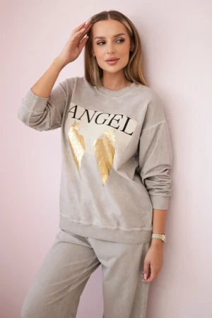 Medvilnės Angel džemperio + kelnės smėlio