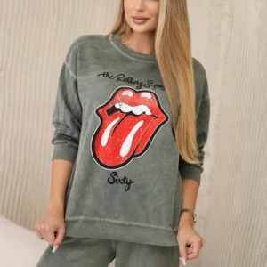 Medvilnės , nušluostytas spauda džemperio + kelnės