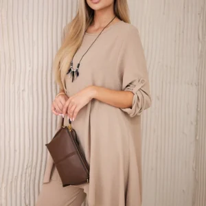 Palaidinės + kelnės su pakabuku Kapučino