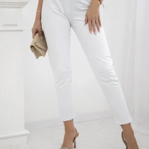 Medvilninės kelnės su cirkoniais ant galinių kišenių