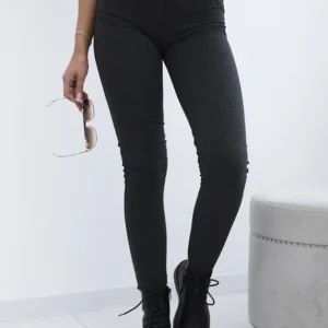 Medvilninės kelnės su kišenėmis nugaroje grafitas