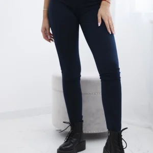 Medvilninės kelnės su kišenėmis nugaroje tamsiai