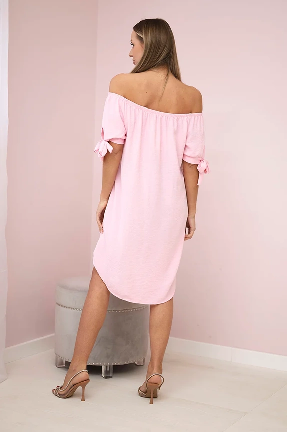 30699_2 Suknelė susieta ties rankovėmis šviesiai miltelių - Image 4