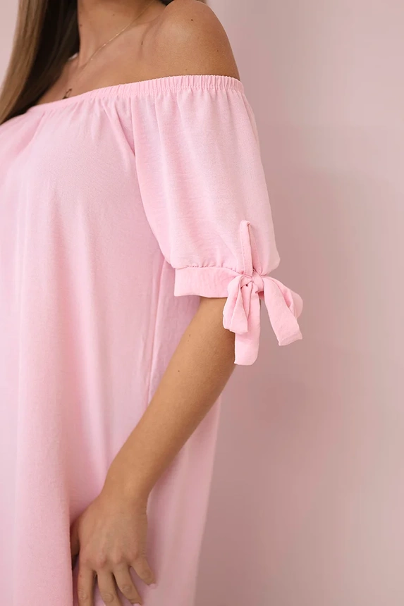 30699_3 Suknelė susieta ties rankovėmis šviesiai miltelių - Image 3