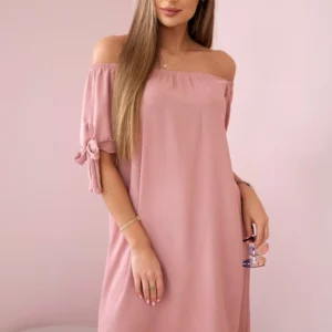 Suknelė susieta ties rankovėmis tamsiai miltelių