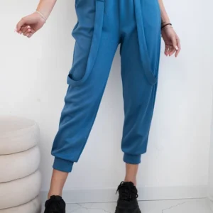 Kelnės su dekoratyvinėmis juostelėmis audinio šviesiai