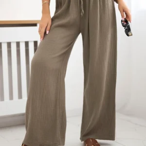 Muslino kelnės su plačia klešne fango