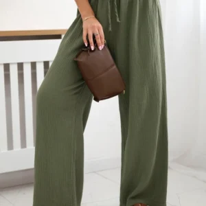 Muslino kelnės su plačia klešne