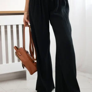 Muslino kelnės su plačia klešne