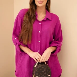 Medvilniniai muslino marškiniai Plus Size tamsiai