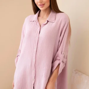 Medvilniniai muslino marškiniai Plus Size tamsiai miltelių