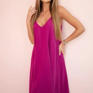 Muslino suknelė su dirželiais tamsiai