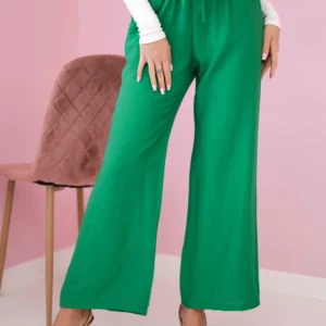 Viskozės kelnės plačioms kojoms šviesiai