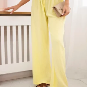 Muslino kelnės su plačia klešne