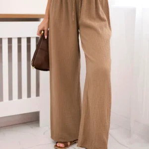 Muslino kelnės su plačia klešne kupranugaris