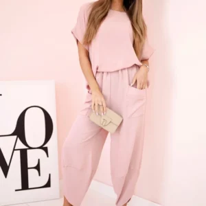 Viskozės palaidinės ir kelnių tamsiai miltelių