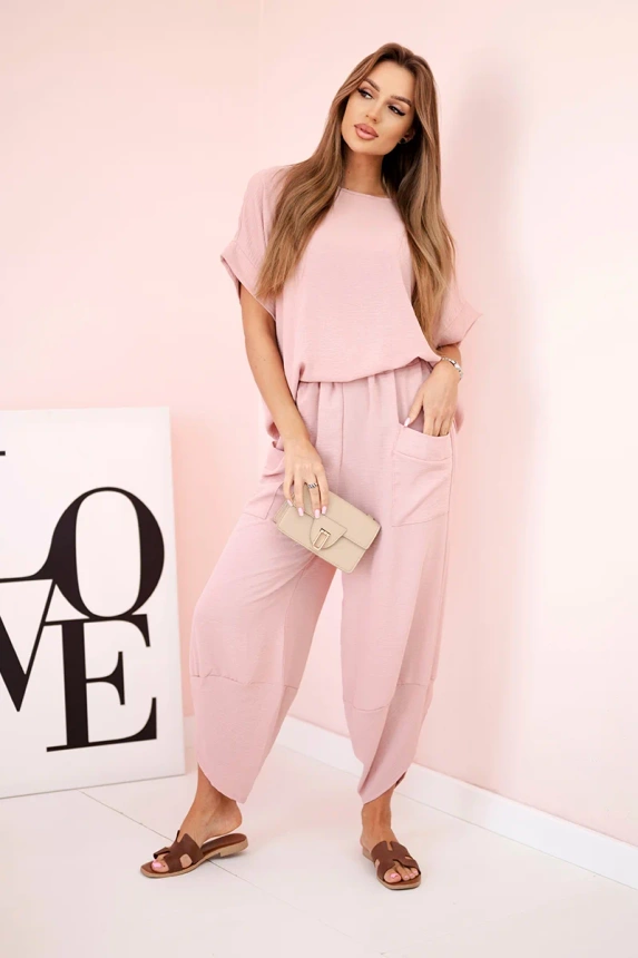 31367_1 Viskozės palaidinės ir kelnių tamsiai miltelių