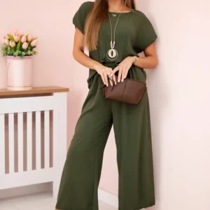 Viskozės klostuota palaidinė + kelnės