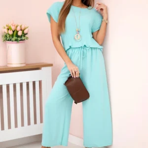 Viskozės klostuota palaidinė + kelnės