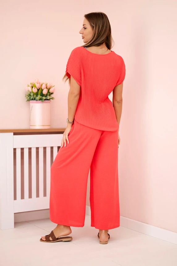 31428_2 Viskozės klostuota palaidinė + kelnės avietė - Image 3