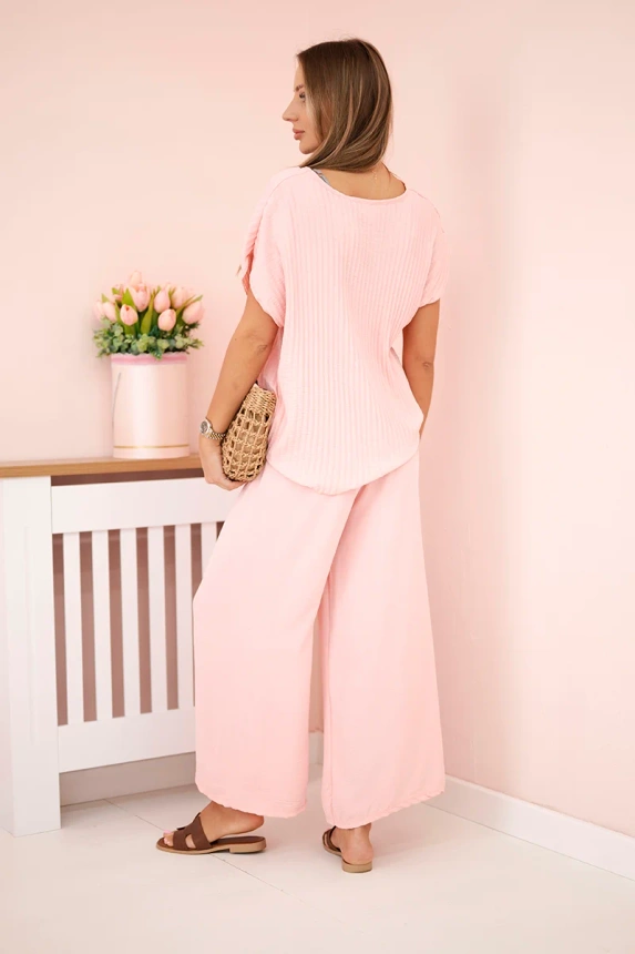 31431_2 Viskozės klostuota palaidinė + kelnės miltelių - Image 3