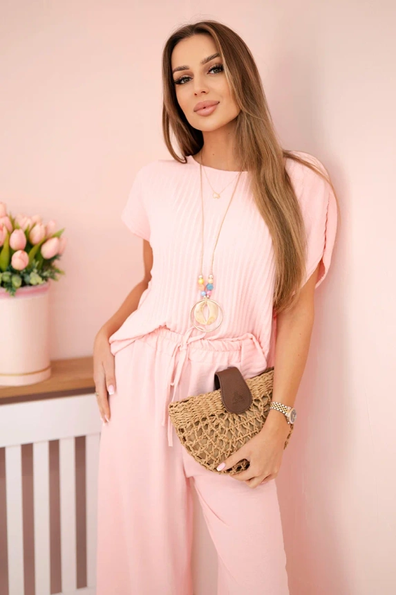 31431_3 Viskozės klostuota palaidinė + kelnės miltelių