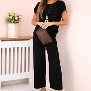 Viskozės klostuota palaidinė + kelnės